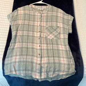 Grace & Lace short sleeve plaid button-up